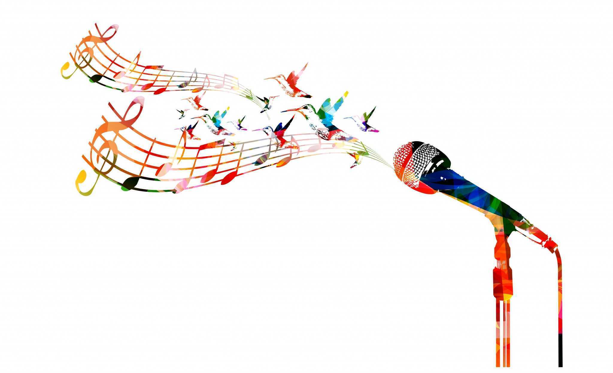 colorful microphone music notes