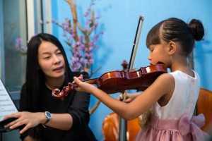 practicing violin 