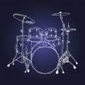 drum set on blue background drawing