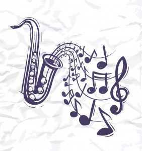 jazz saxophone with notes