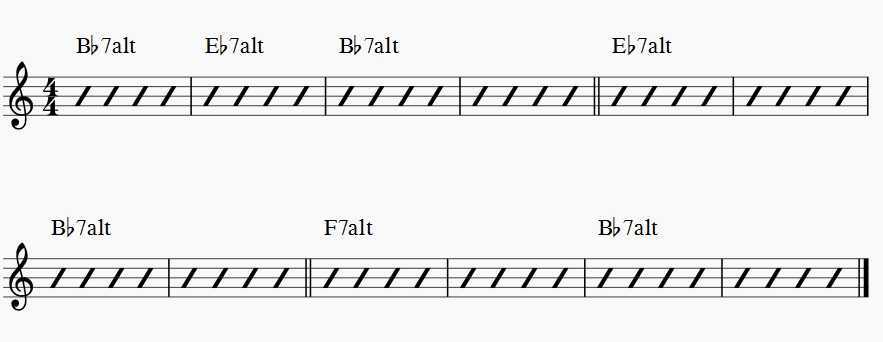 blues progression example altered