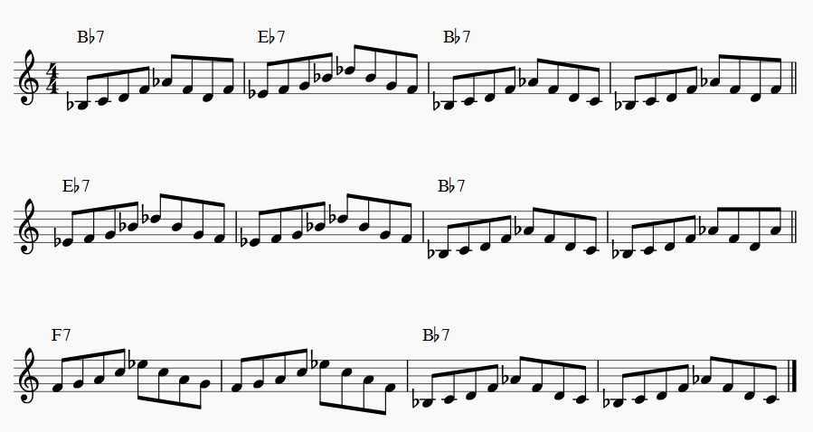 soloing over blues changes exercise