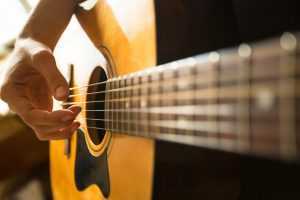 Close Up Hand Strumming Guitar
