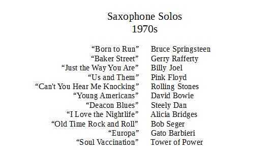 saxophone solos 1970s