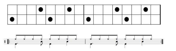 delayed backbeat music example