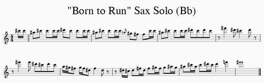 “Born to Run” saxophone solo Bb