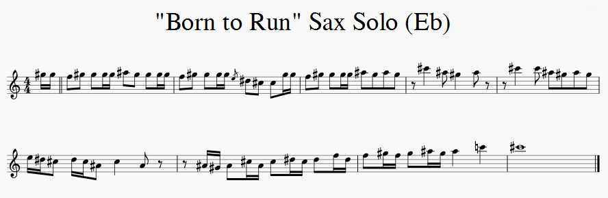 "Born to Run" saxophone solo Eb