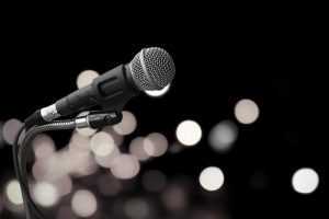 microphone against bokeh background