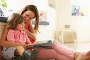 mother reading to son