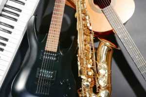 saxophone with bass guitar and keyboard