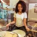 female drummers practice