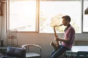 saxophone practice in empty room