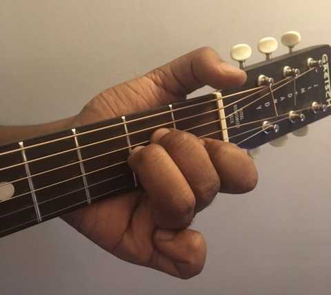 A minor guitar chord fret