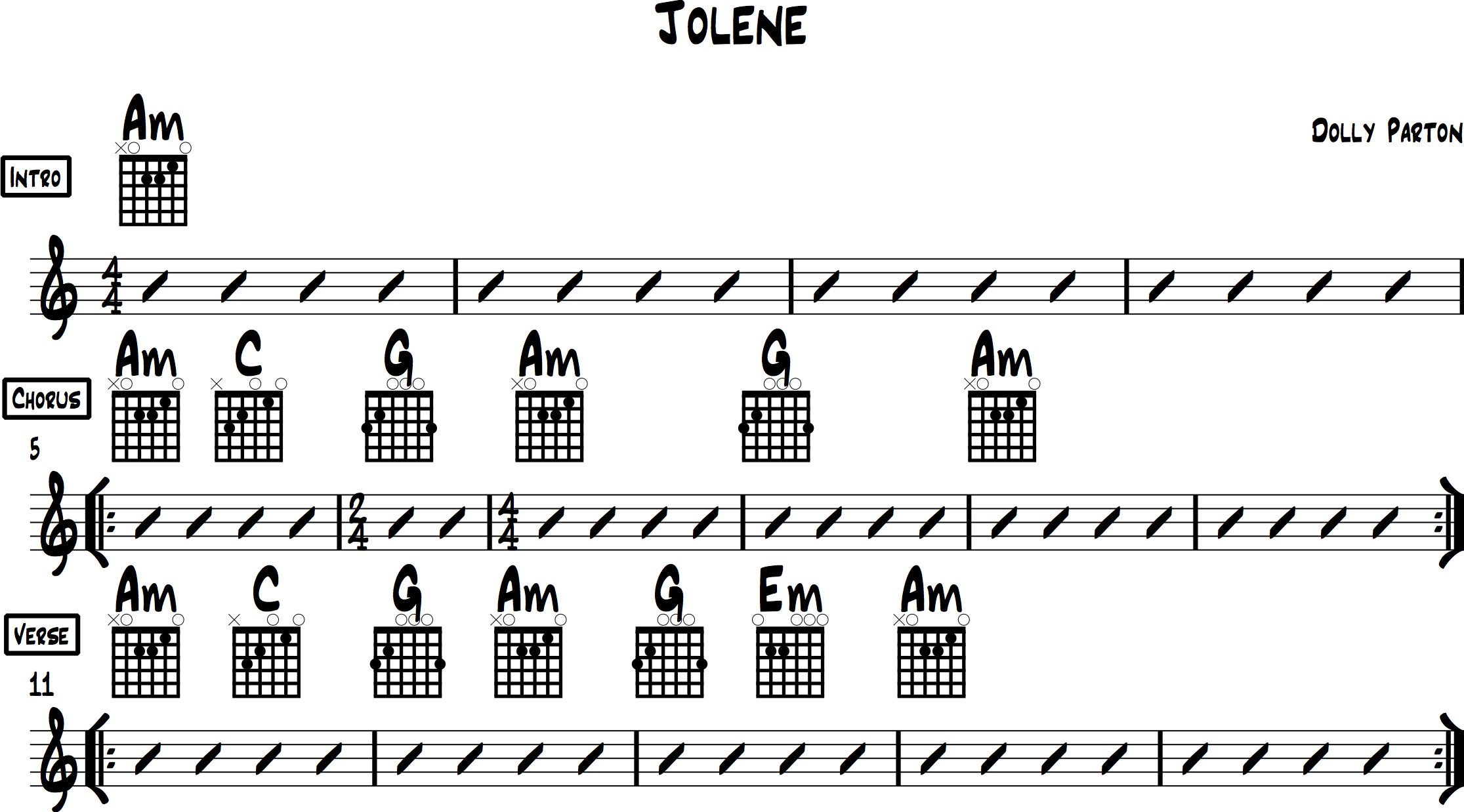 Chord Chart for Jolene