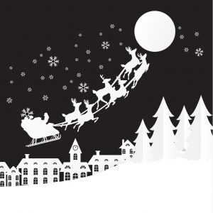 santa flying reindeer sleigh