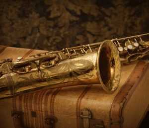 old saxophone on case