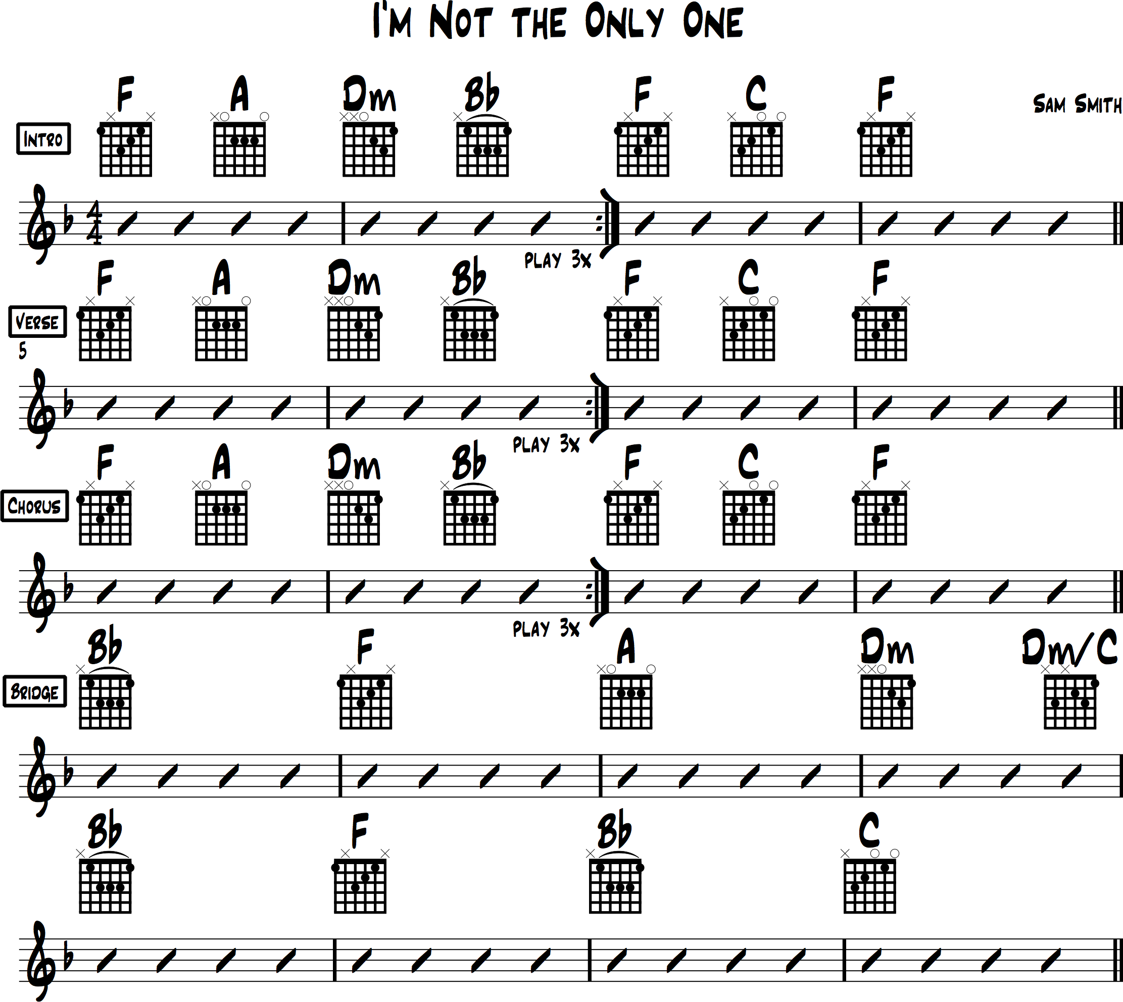 Chord Chart for I'm Not the Only One