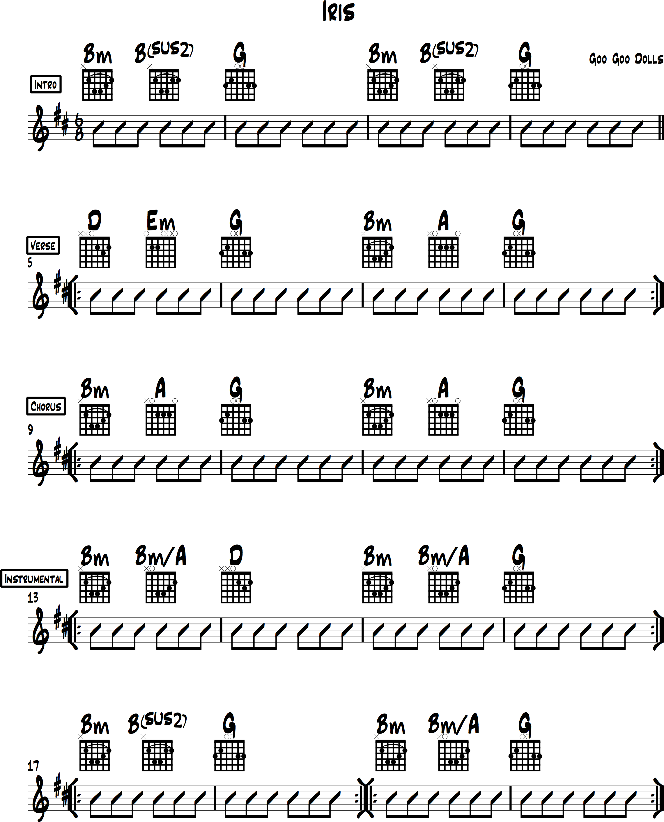 Iris Chords For Beginner Guitar Goo Goo Dolls