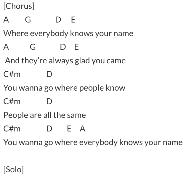 cheers chords