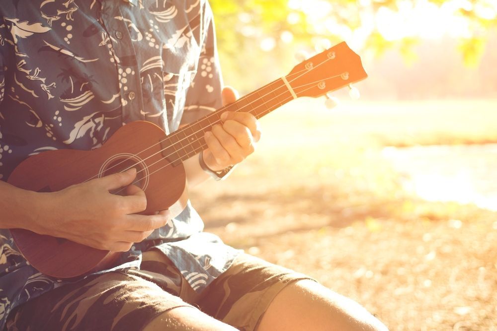 playing ukulele